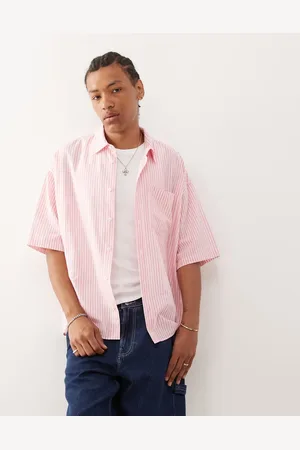 COLLUSION Camisa a rayas rosas de corte cuadrado estilo skater de -Multicolor