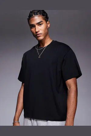ADPT. Camiseta negra de corte cuadrado extragrande de