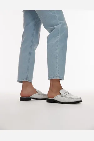 Topshop Mules blancas planas de cuero Anna de