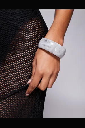 Kaiia Pulsera blanco perla sin cierres con diseño ancho y grueso de