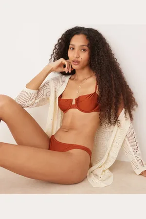 MANGO Braguitas de bikini color de talle alto Ada de -Marrón
