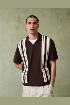 ASOS Polo marrón holgado de corte cuadrado con detalle de paneles de tejido grueso de 240 g/m² de