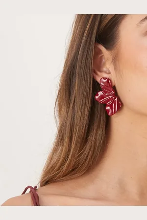 ASOS Pendientes de botón con diseño de pétalos de media flor de -Rojo