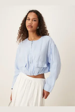 MANGO Chaqueta corta utilitaria de lino de