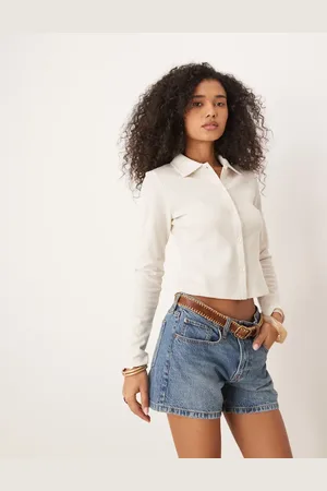 ASOS Camisa color crema con diseño encogido de punto gofrado de -Blanco