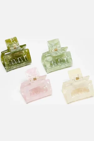 Accessorize Pack de 4 pinzas para el cabello de varios colores de resina de