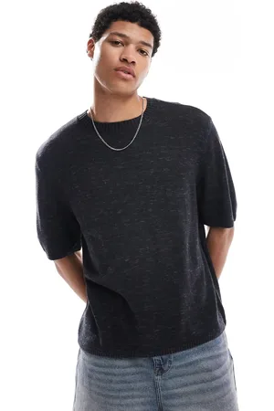 Hollister Camiseta negra de manga corta de punto de