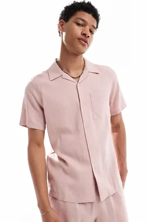 New Look Camisa con cuello de solapas de mezcla de lino de (parte de un conjunto)-Morado