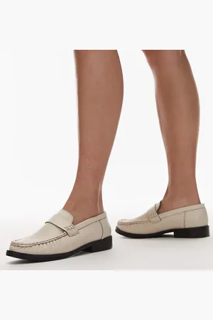 Topshop Mocasines amarillo pastel con detalle fruncido de cuero Carey de