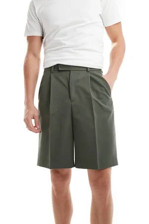 ASOS Pantalones cortos de vestir verdes de pernera ancha de