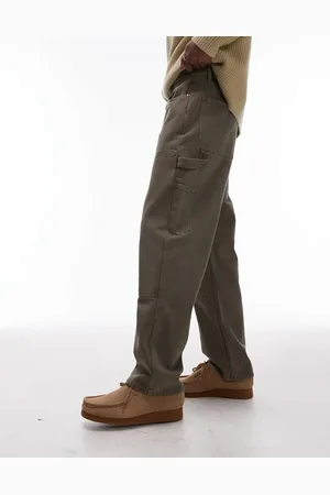 Topman Pantalones caquis de estilo carpintero de sarga de -Verde