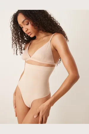 Spanx Tanga beis pastel de talle alto sin costuras Seamless Power de -Neutro