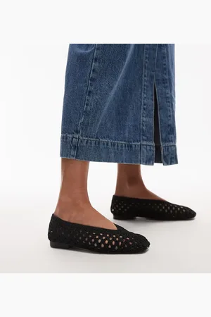 Topshop Zapatos negros planos con diseño entretejido Beatti de