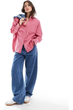 JJXX Camisa rosa a rayas extragrande de popelina Jamie de