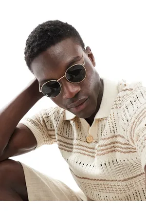 ASOS Gafas de sol doradas con montura redondeada de metal y lentes ahumadas de estilo años 90 de