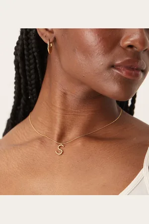 Accessorize Collar con diseño retorcido de la letra "S" chapado en oro con perla Z de