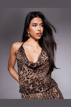 Princess Polly Top con cuello halter desbocado y estampado de leopardo de (parte de un conjunto)-Multicolor