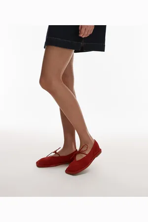 Topshop Bailarinas rojas con lazada de ante Alaia de