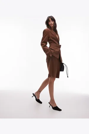 ASOS Bermudas de sastre marrón de pernera ancha de (parte de un conjunto)