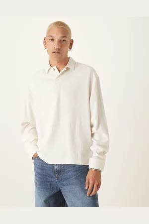 ASOS Camisa blanca de corte cuadrado extragrande sin cierres de mezcla de lino de -Blanco