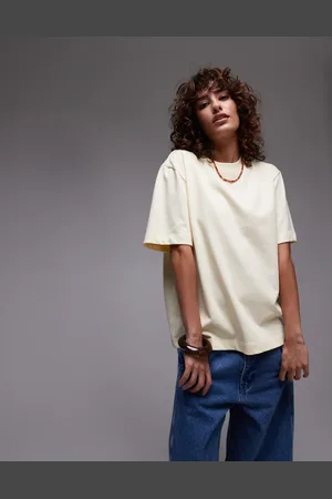 Topshop Camiseta amarillo pastel básica de manga corta premium de