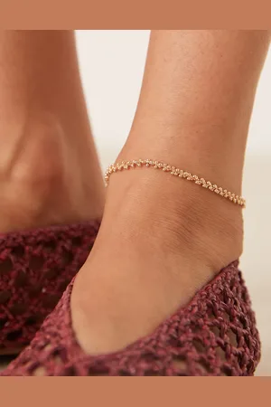 ASOS Tobillera dorada con cuentas pequeñas texturizadas de