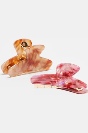 Accessorize Pack de 2 pinzas para el cabello multicolores efecto marmoleado de resina de