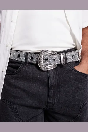 ASOS Cinturón con ojales, hebilla de strass y detalles brillantes de