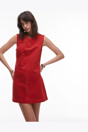 Topshop Vestido corto vaquero con cuello de pico de