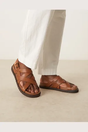 ASOS Sandalias tostadas con diseño de tiras cruzadas de cuero de -Marrón