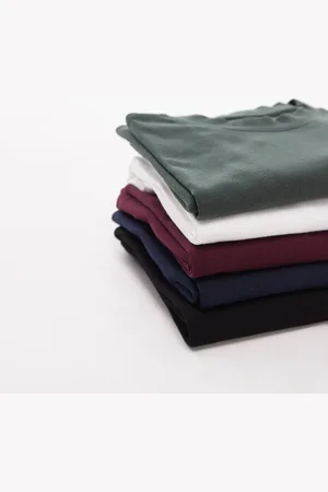 Topman Pack de 5 camisetas de color negro, blanco, rojo, azul marino y verde extragrandes de