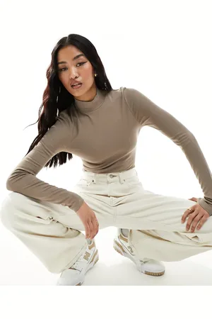 ASOS Body color de manga larga con cuello subido de -Blanco