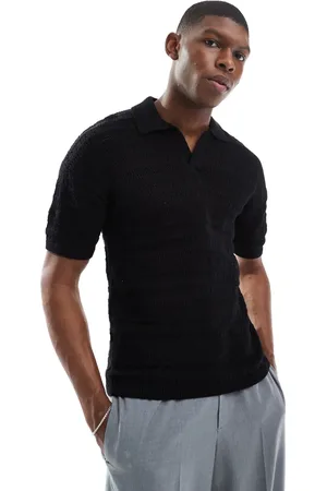 Only & Sons Polo con cuello abierto y sisas caídas de punto calado de