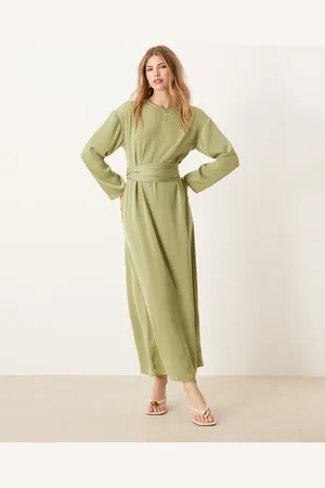 ASOS Vestido largo con lazada trasera de satén de -Multicolor