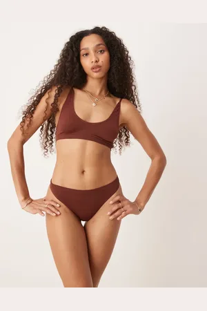 ASOS Tanga marrón de canalé de