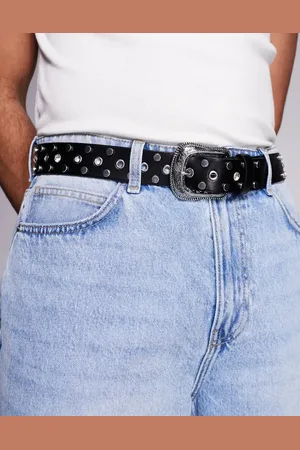 ASOS Cinturón de estilo wéstern de cuero sintético con tachuelas de strass de
