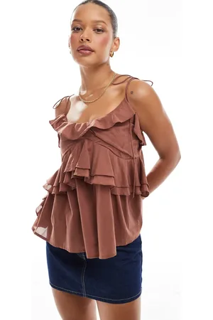 ASOS Top con volantes y tirantes anudados de -Amarillo