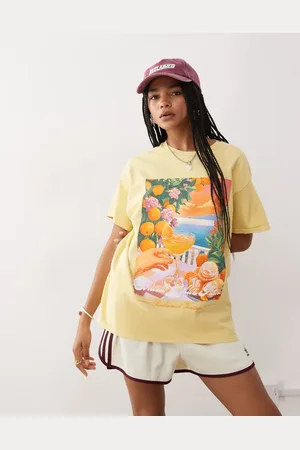 Reclaimed Camiseta lavado extragrande con estampado vacacional de