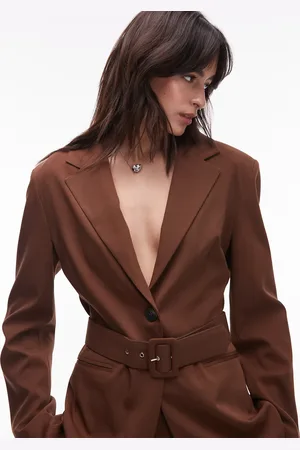 ASOS Americana marrón extragrande con cintura ceñida y cinturón de (parte de un conjunto)