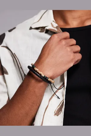 ASOS Pack de 2 pulseras de colores de cuero y de cuentas de madera de