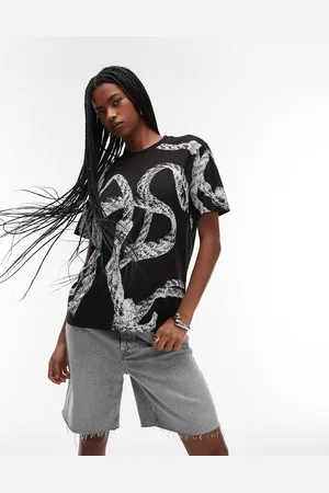 AllSaints Camiseta negra de corte boyfriend Halyard de