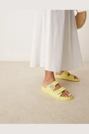 ASOS Sandalias verde lima con plantilla moldeada y cierre giratorio Fawn de