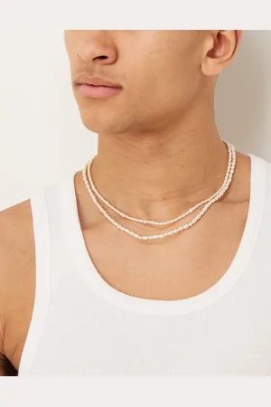 ASOS Collar de perlas de imitación de agua dulce con cuentas doradas de