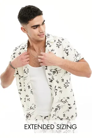 ASOS Camisa blanca holgada con cuello de solapas y estampado floral de sirsaca de (parte de un conjunto)-Blanco