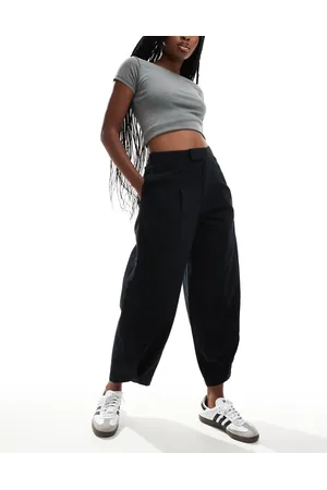 ASOS Pantalones negros de pernera barrel de franela de