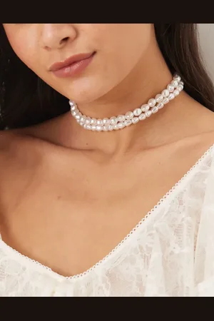 ASOS Gargantilla de dos hileras con perlas de imitación de agua dulce de