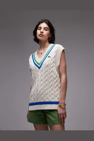 Lacoste Chaleco hueso extragrande de estilo críquet de punto de