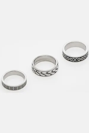 ASOS Pack de 3 anillos pulido de bandas de acero inoxidable resistente al agua de