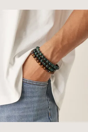ASOS Pack de 3 pulseras de tonos neutros de cuentas semipreciosas de