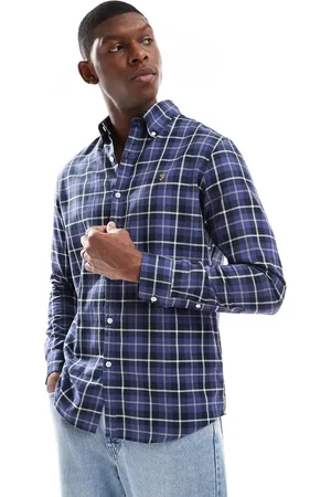 Farah Camisa de manga larga a cuadros negros y azules MacGregor de